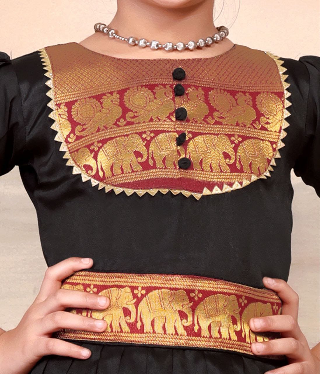 Kids Girls South Indian Traditional Pattu Pavadai Cotton Silk Gown mahezon