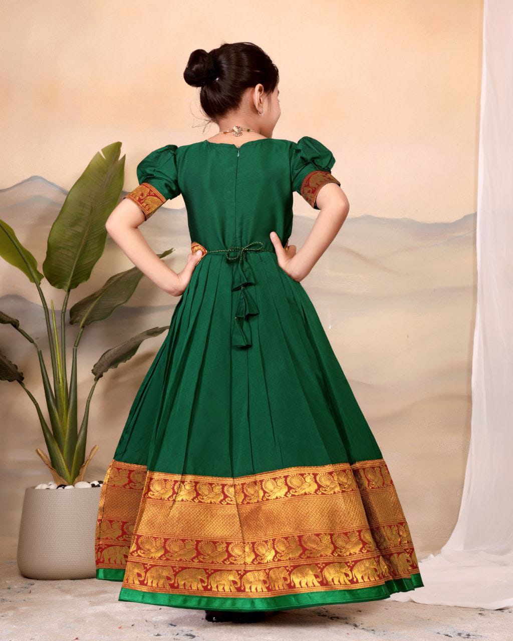 Kids Girls South Indian Traditional Pattu Pavadai Cotton Silk Gown mahezon