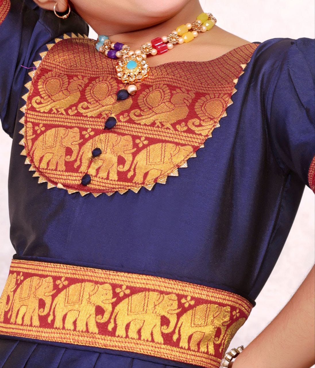 Kids Girls South Indian Traditional Pattu Pavadai Cotton Silk Gown mahezon