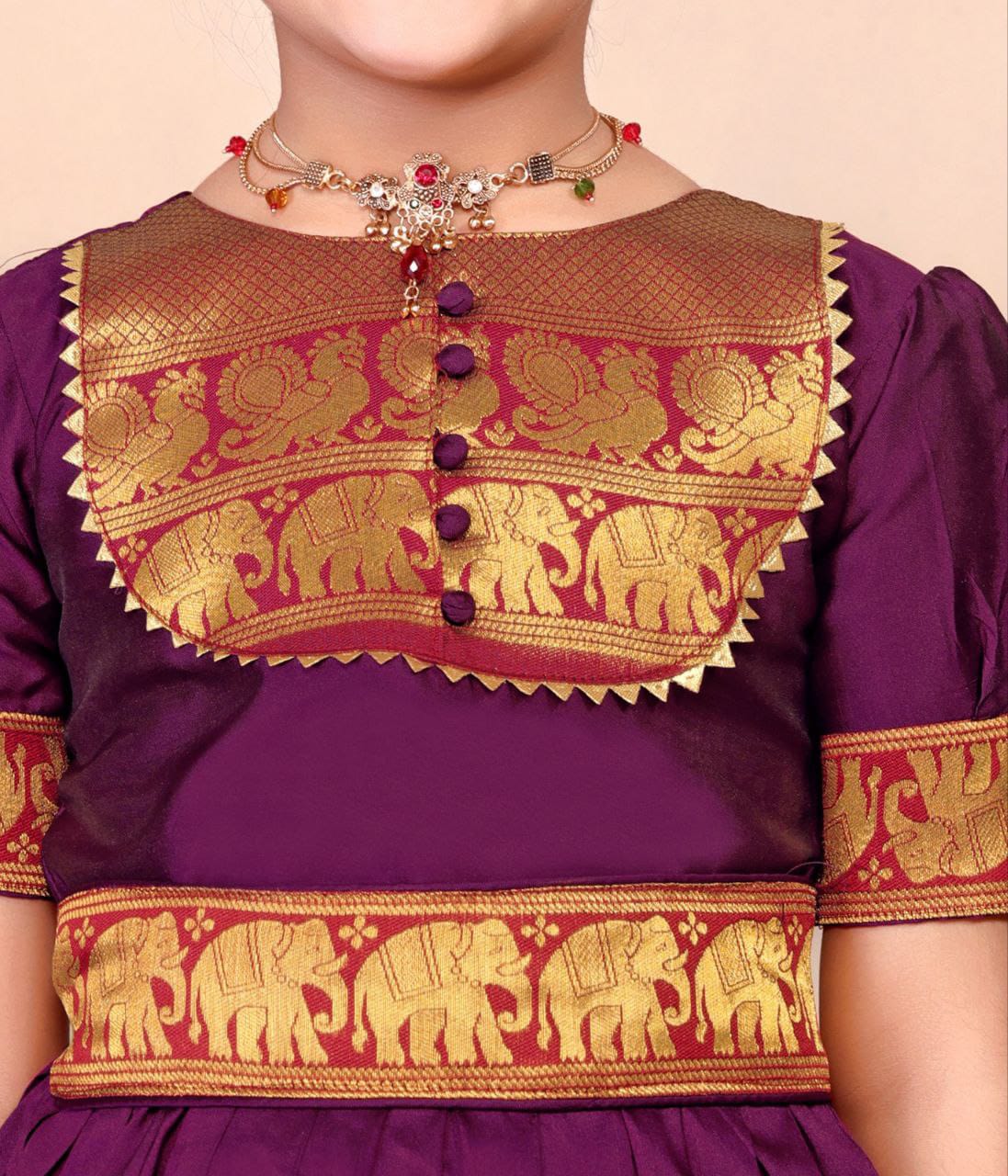 Kids Girls South Indian Traditional Pattu Pavadai Cotton Silk Gown mahezon