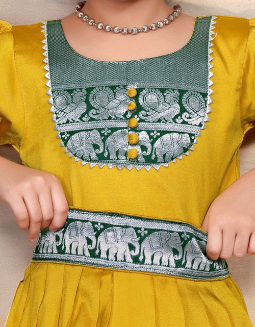 Load image into Gallery viewer, Kids Girls South Indian Traditional Pattu Pavadai Cotton Silk Gown mahezon
