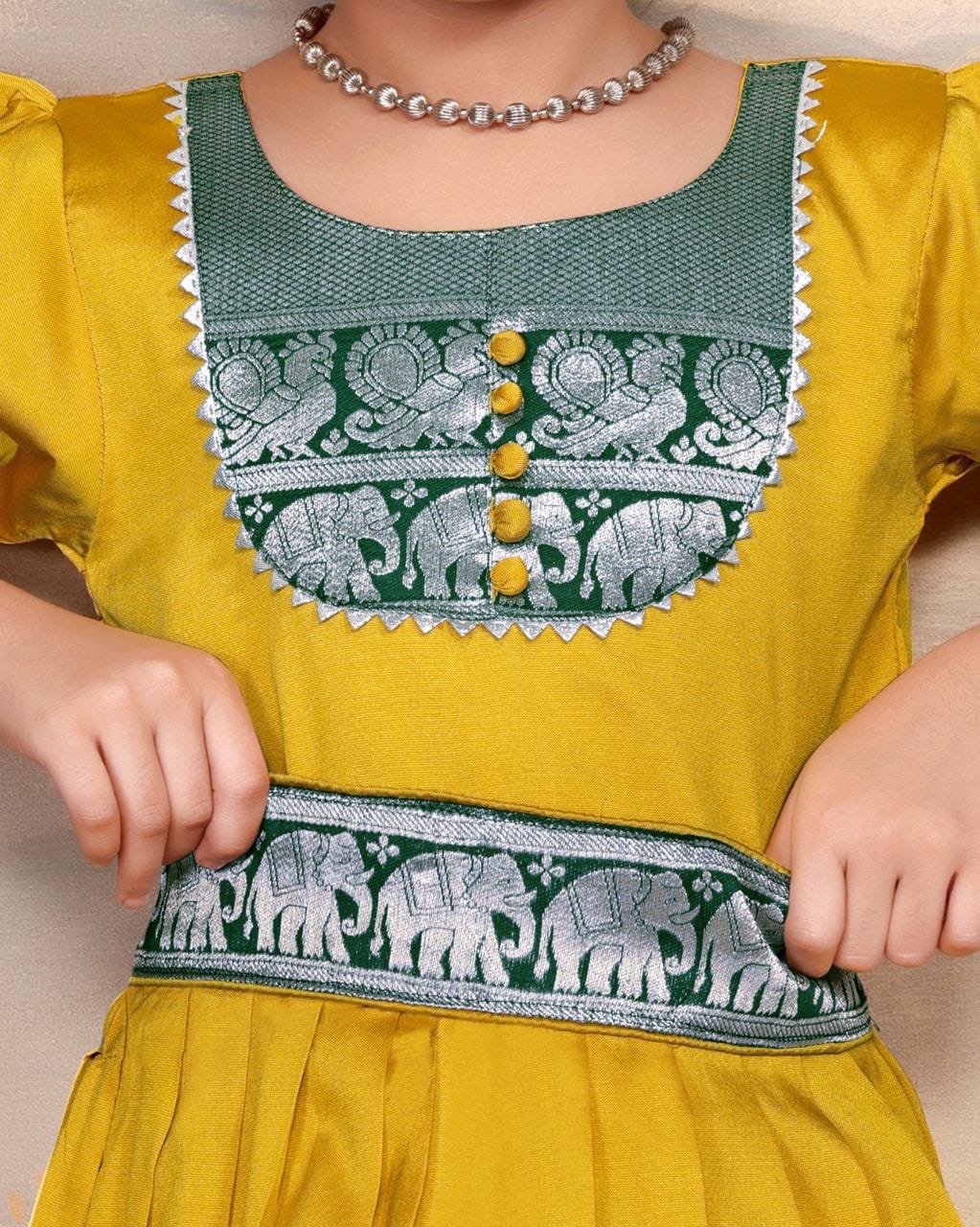 Kids Girls South Indian Traditional Pattu Pavadai Cotton Silk Gown mahezon