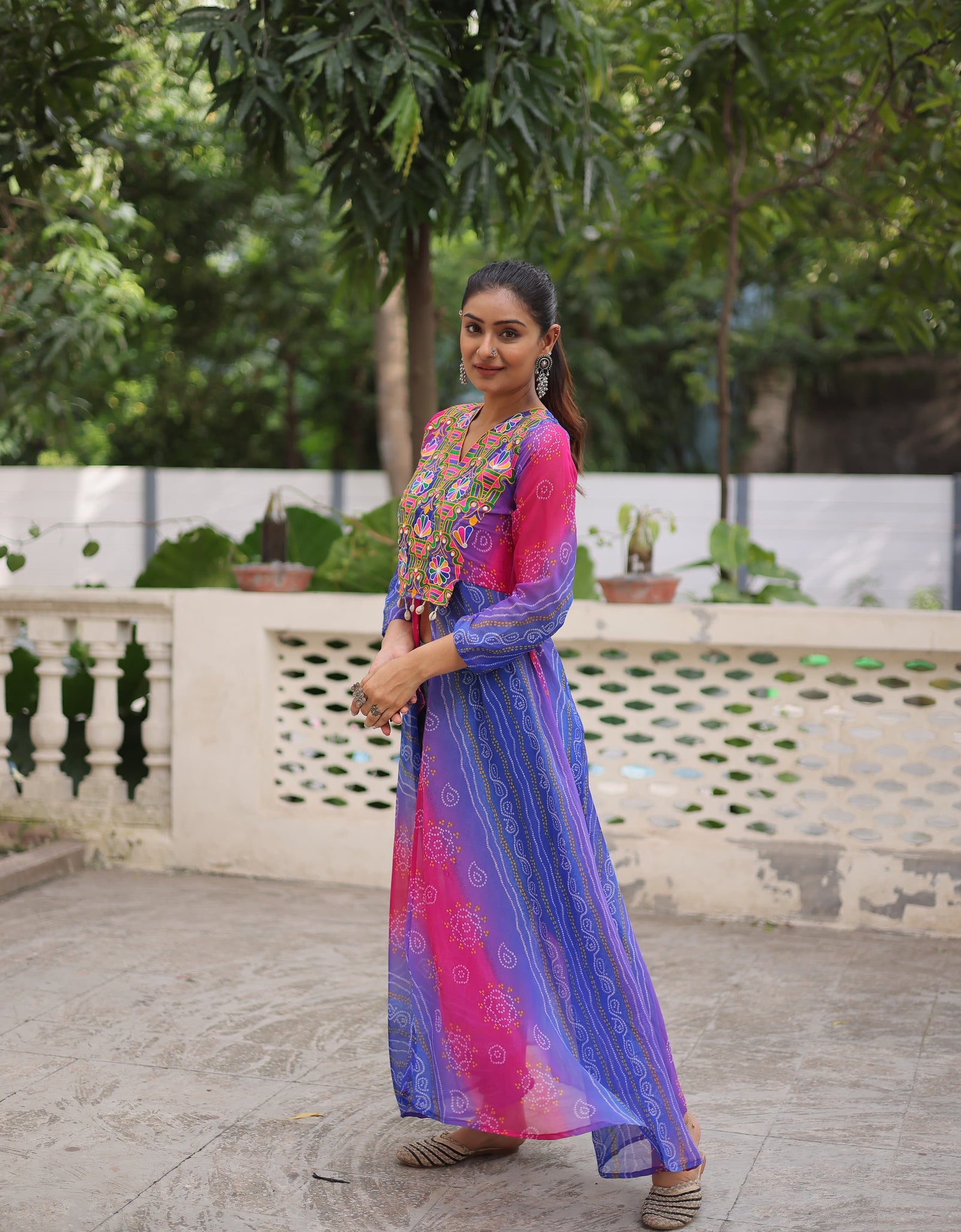 Navratri Garba Ready made Designer Front Open Long Kurti mahezon