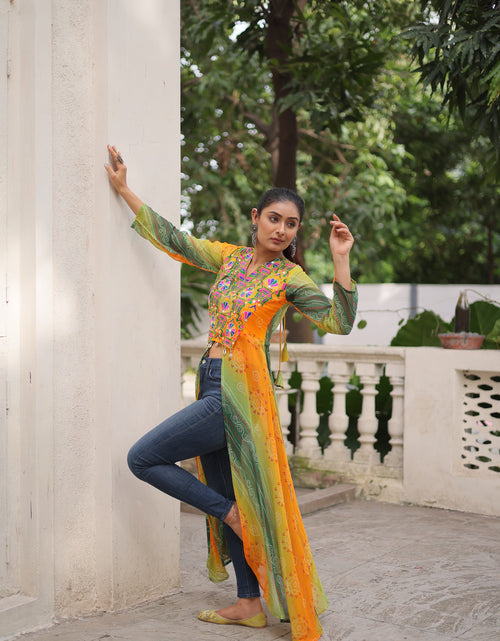 Load image into Gallery viewer, Navratri Garba Ready made Designer Front Open Long Kurti mahezon
