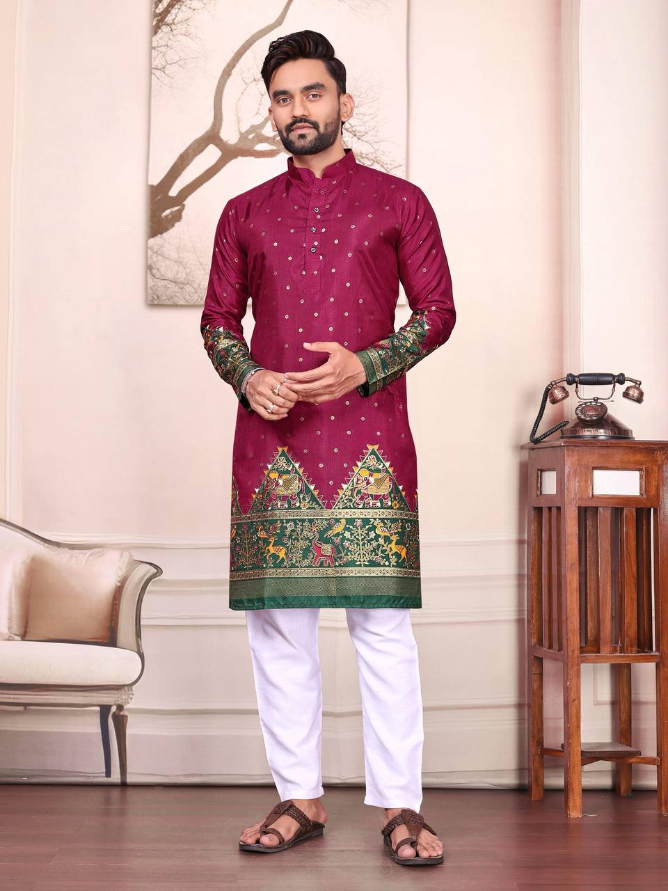 Traditional Indian Couple Wear Same Matching Men Kurta Pajama Women Lehenga Choli Dupatta mahezon