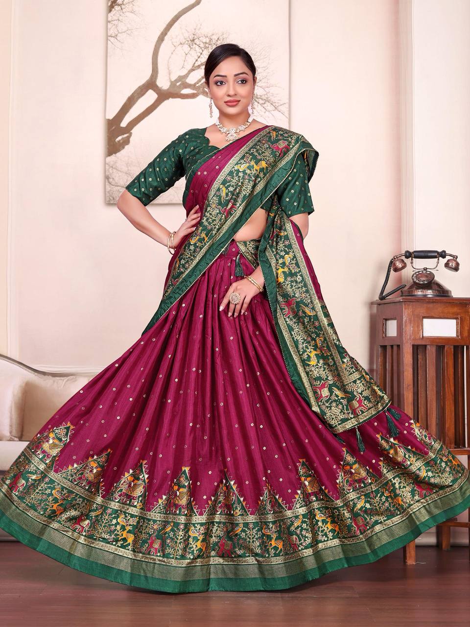 Traditional Indian Couple Wear Same Matching Men Kurta Pajama Women Lehenga Choli Dupatta mahezon