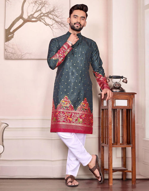 Load image into Gallery viewer, Traditional Indian Couple Wear Same Matching Men Kurta Pajama Women Lehenga Choli Dupatta mahezon
