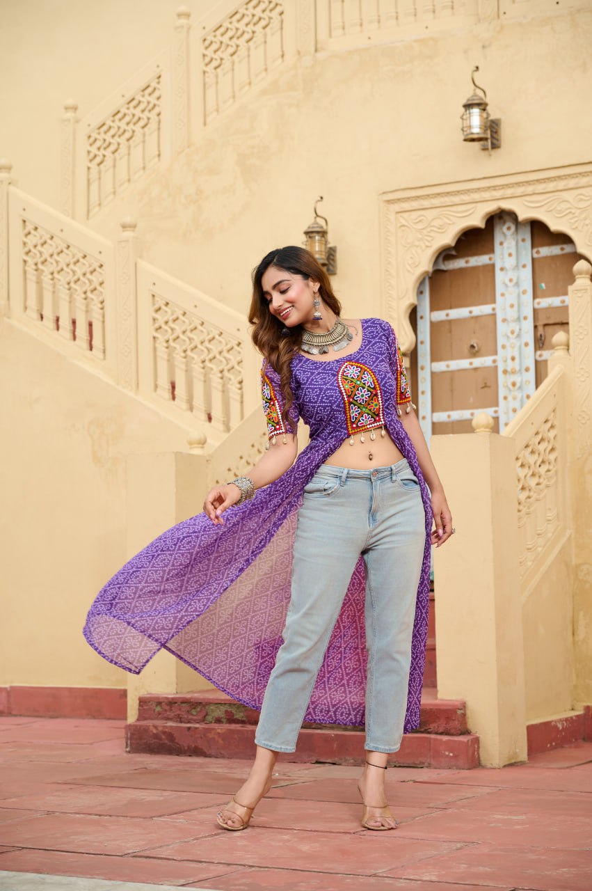 Navratri Garba Designer Front Open Long Kurti mahezon