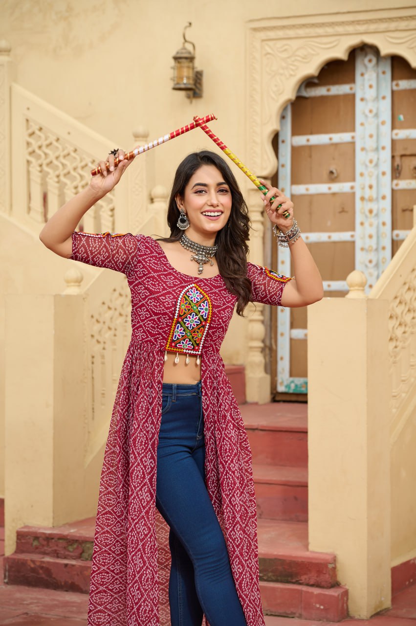 Navratri Garba Designer Front Open Long Kurti mahezon