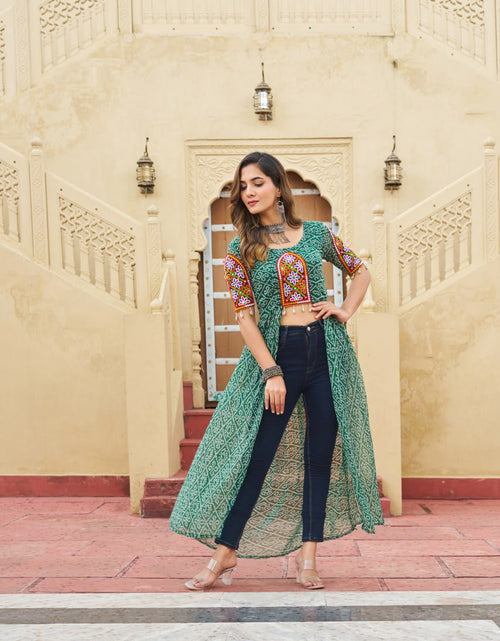 Load image into Gallery viewer, Navratri Garba Designer Front Open Long Kurti mahezon
