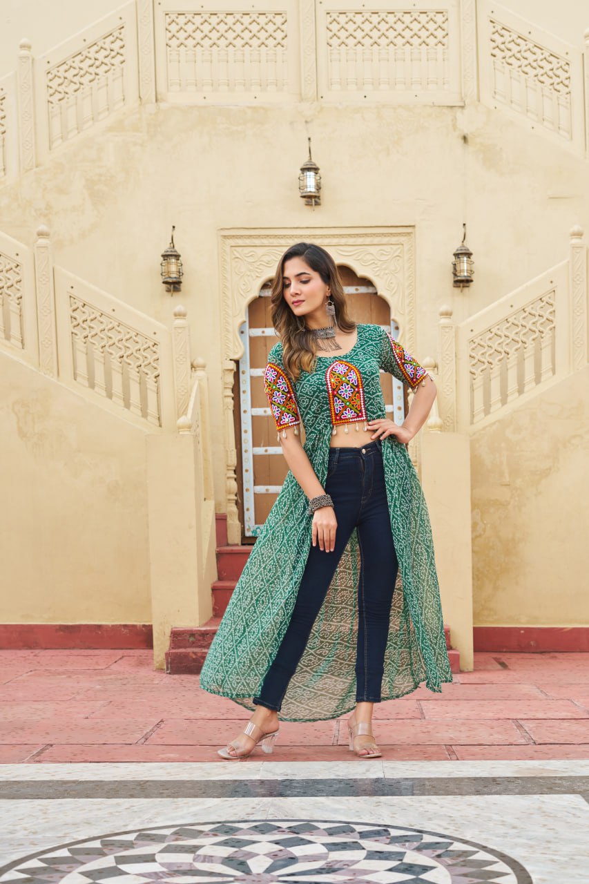 Navratri Garba Designer Front Open Long Kurti mahezon