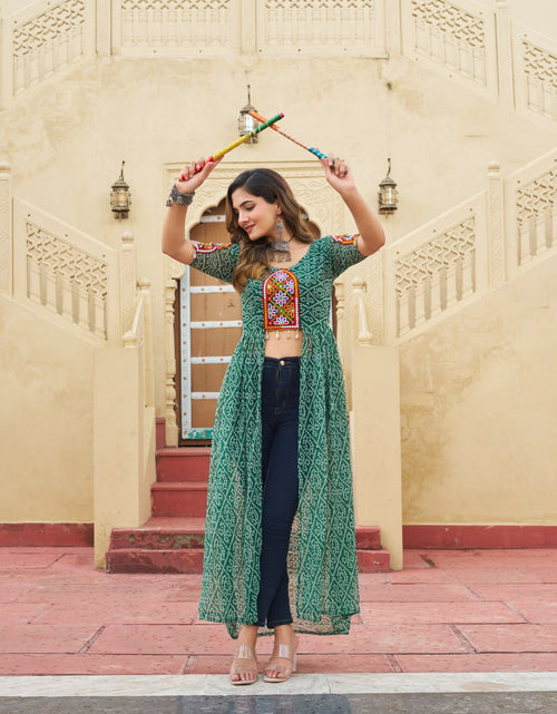 Load image into Gallery viewer, Navratri Garba Designer Front Open Long Kurti mahezon

