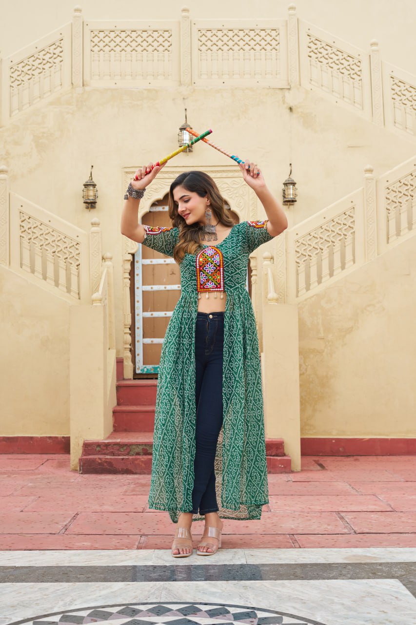 Navratri Garba Designer Front Open Long Kurti mahezon