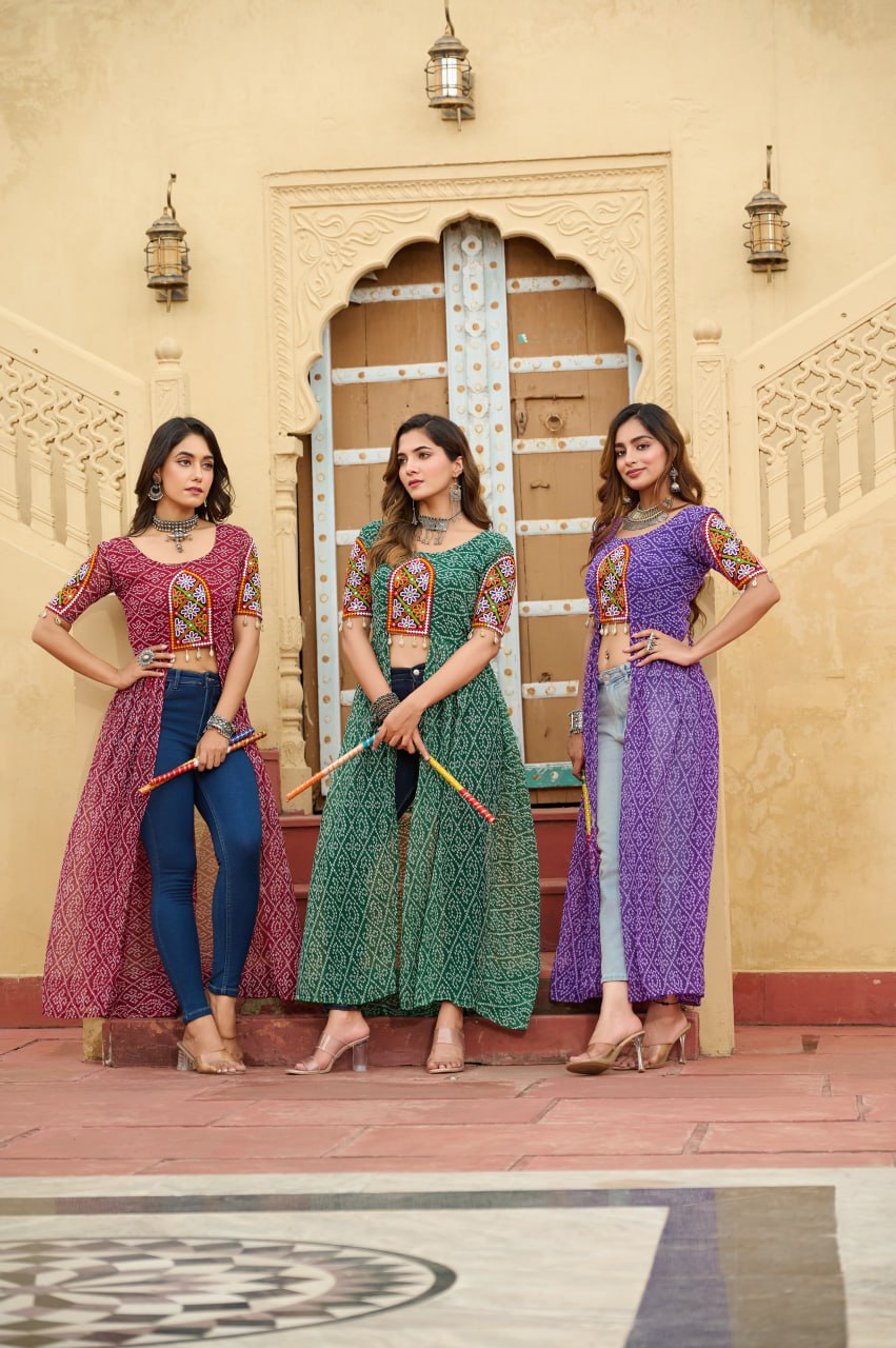 Navratri Garba Designer Front Open Long Kurti mahezon