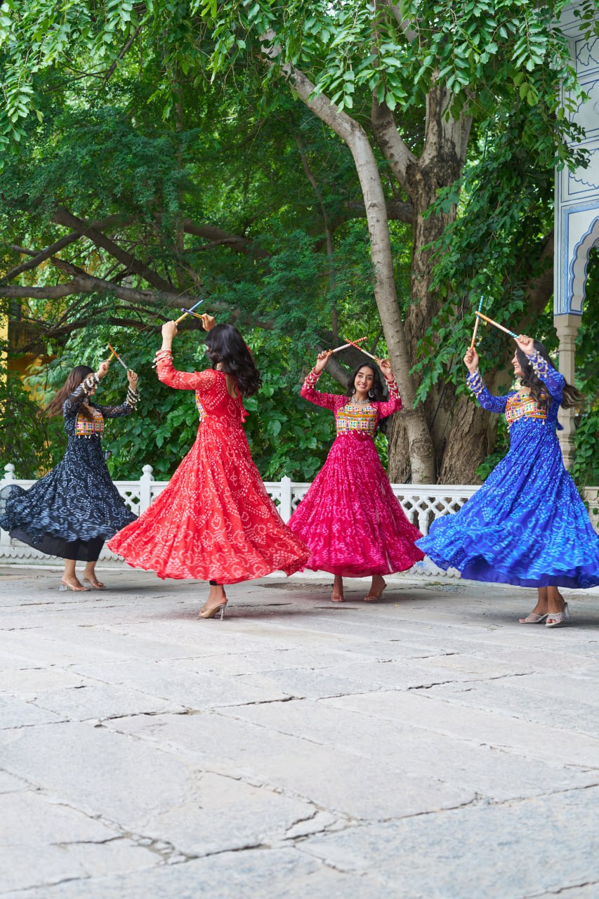 Navratri Traditional Women Bandhani Print Gown mahezon