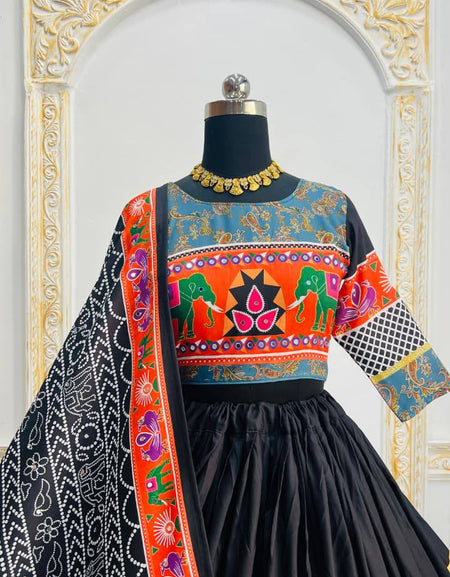 Traditional Navratri Garba Black Women Lehenga Choli Dupatta mahezon