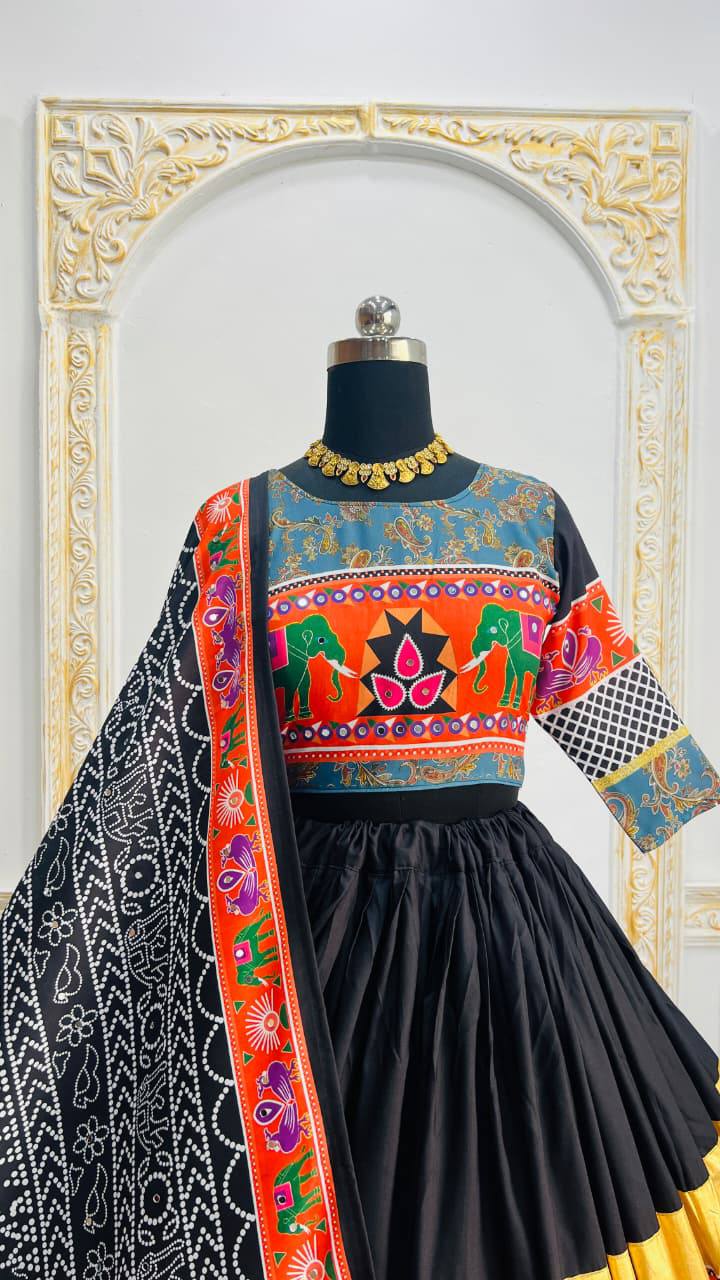 Traditional Navratri Garba Black Women Lehenga Choli Dupatta mahezon