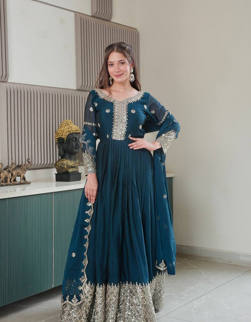 Load image into Gallery viewer, Festive Designer Embroidery  Sequin Women Gown Dupatta Dress mahezon
