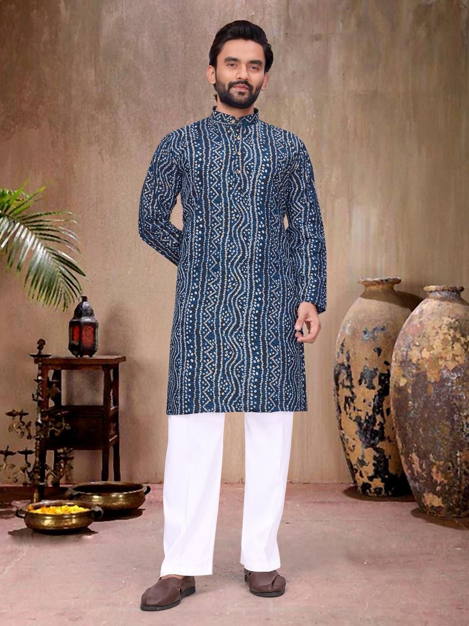 Couple Wear Badhani Print Indian Traditional Same Matching Outfits Set mahezon