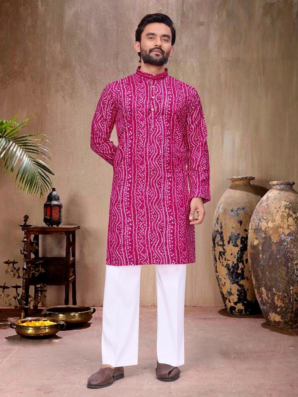 Couple Wear Badhani Print Indian Traditional Same Matching Outfits Set mahezon