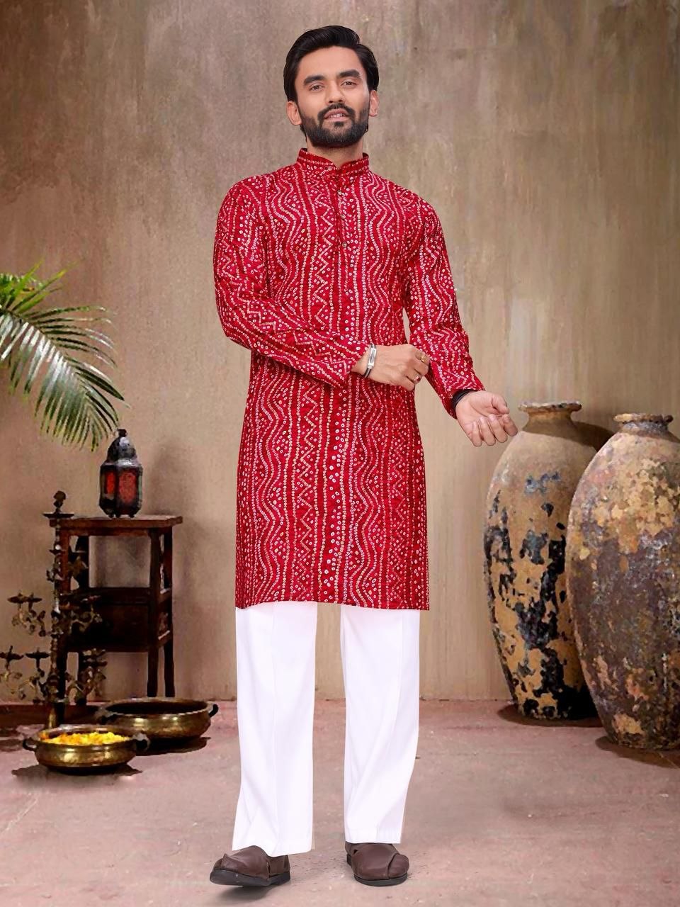 Couple Wear Badhani Print Indian Traditional Same Matching Outfits Set mahezon