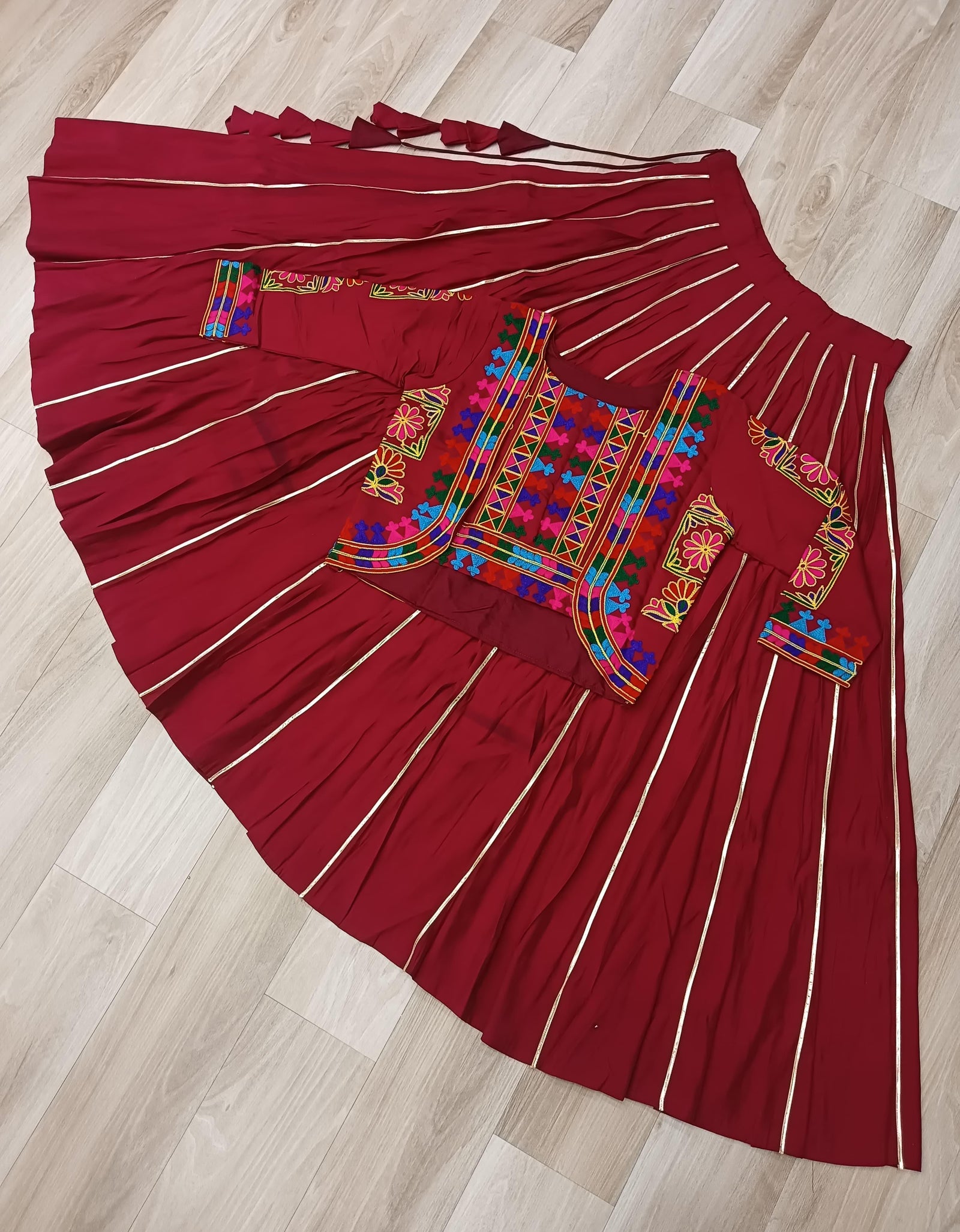 Traditional Navratri Gamthi Embroidery Women Lehenga Choli mahezon