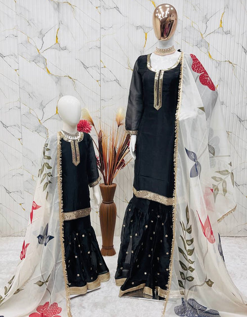 Load image into Gallery viewer, Matching Mother Daughter Ethnic Top Sharara Dupatta Suit Set mahezon
