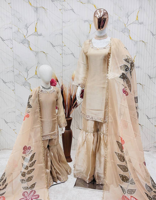 Load image into Gallery viewer, Matching Mother Daughter Ethnic Top Sharara Dupatta Suit Set mahezon
