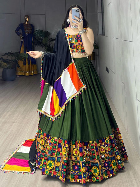 Navratri Green Special Embroidery Premium Women Lehenga Choli mahezon