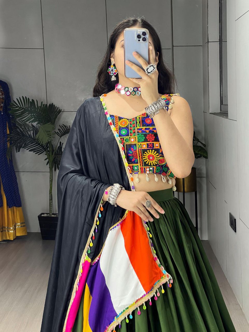 Navratri Green Special Embroidery Premium Women Lehenga Choli mahezon