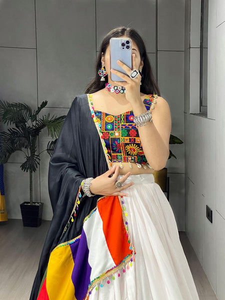 Navratri Special White Embroidery Premium Women Lehenga Choli mahezon