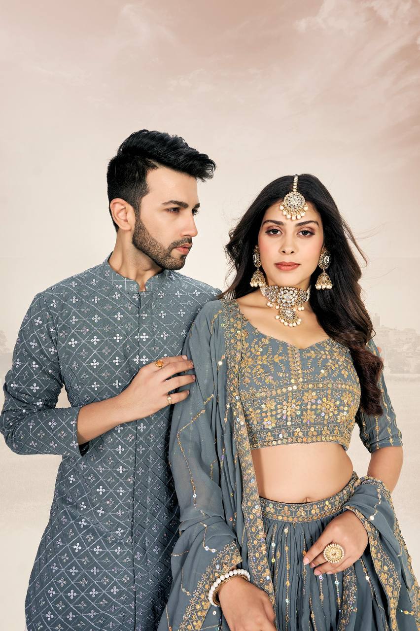 Festive Wedding Wear Couple Wear Same Matching Outfits Set mahezon
