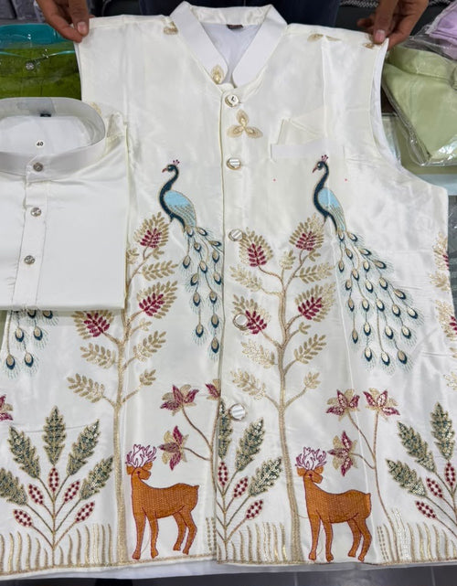 Load image into Gallery viewer, Festive Premium Men’s Kurta Pajama Jacket Set mahezon
