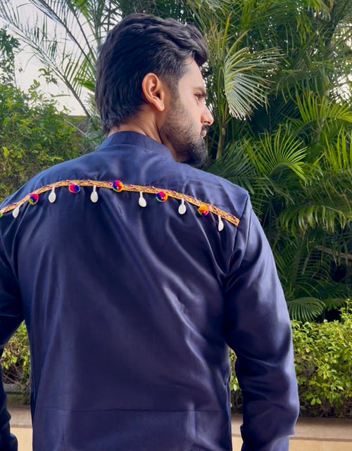 Load image into Gallery viewer, Men's Navratri Embroidered Mirror Work Festive Traditional Kurta Pajama Set mahezon
