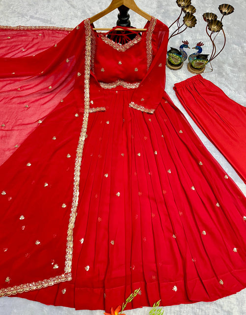 Load image into Gallery viewer, Festive Traditional Ethnic Red Women Gown Dupatta mahezon
