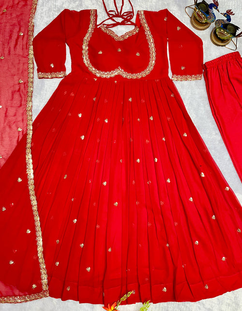 Load image into Gallery viewer, Festive Traditional Ethnic Red Women Gown Dupatta mahezon
