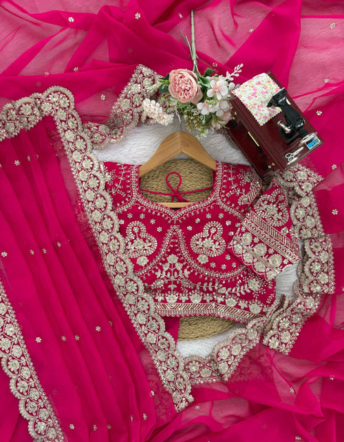 Load image into Gallery viewer, Festive Pink Designer Women’s Saree with unstitched Blouse mahezon
