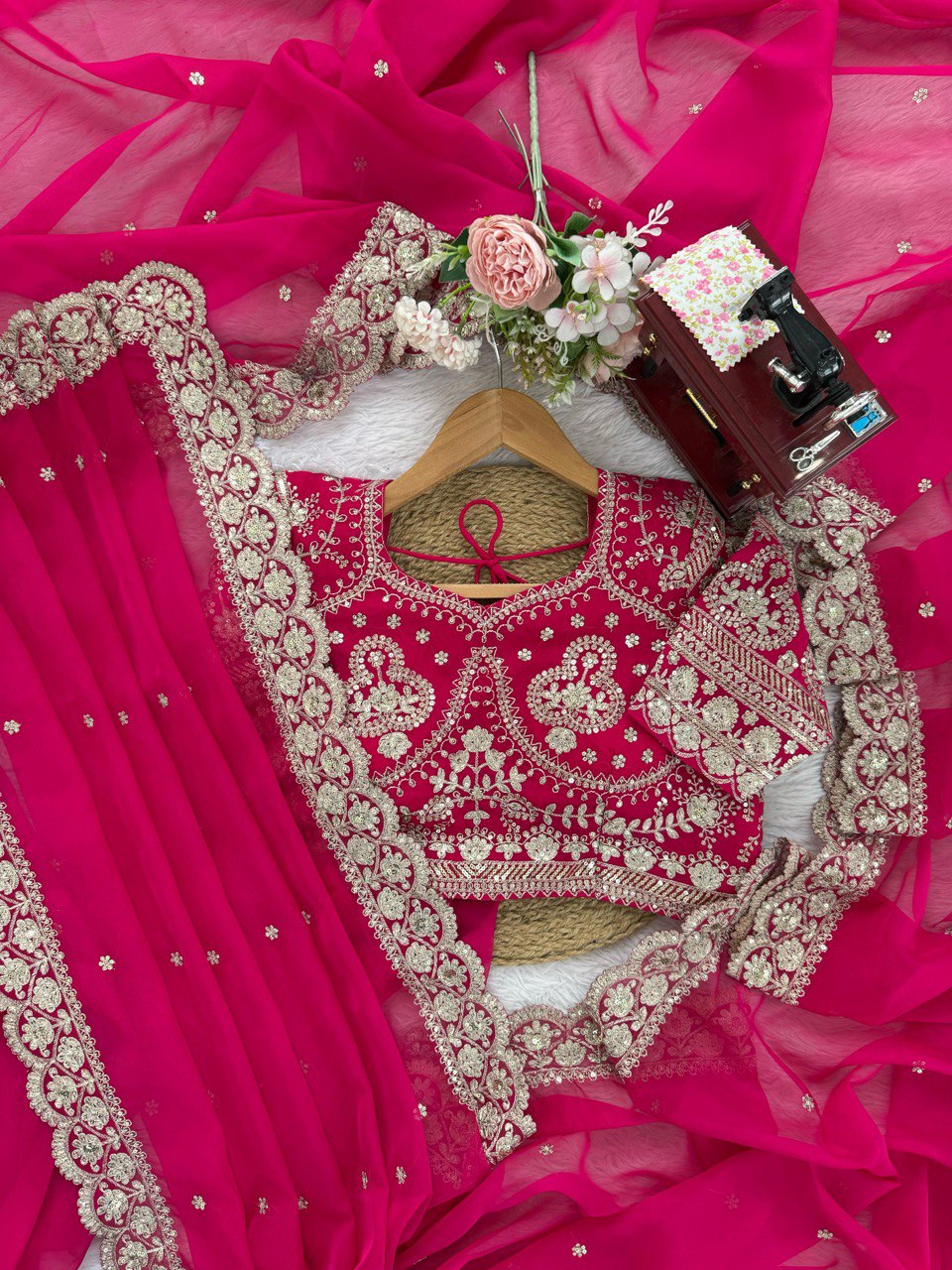 Festive Pink Designer Women’s Saree with unstitched Blouse mahezon