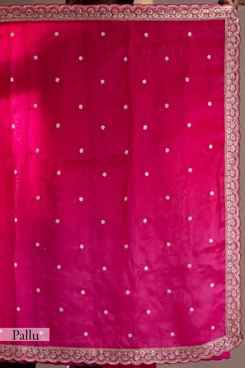 Festive Pink Designer Women’s Saree with unstitched Blouse mahezon
