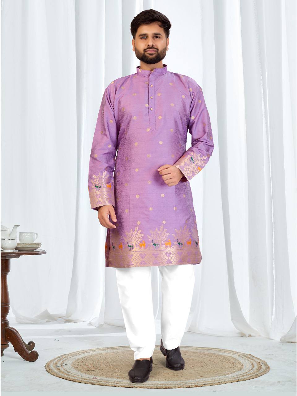 Festive Indian Traditional Father and Son Same Matching Kurta Pajama Set mahezon