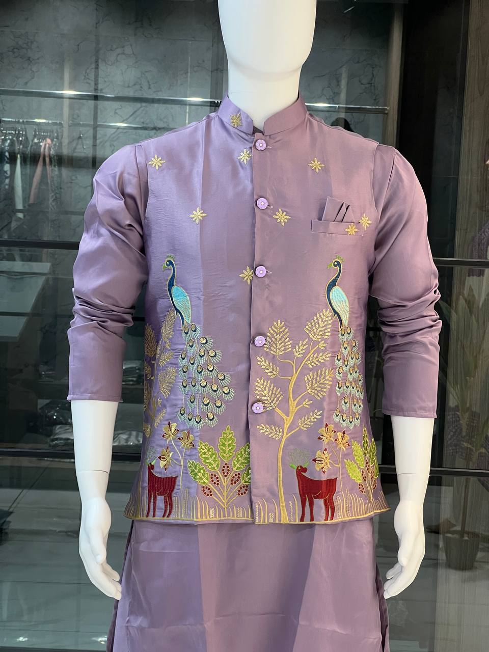 Festive Stylish Men Kurta Pajama with Jacket mahezon
