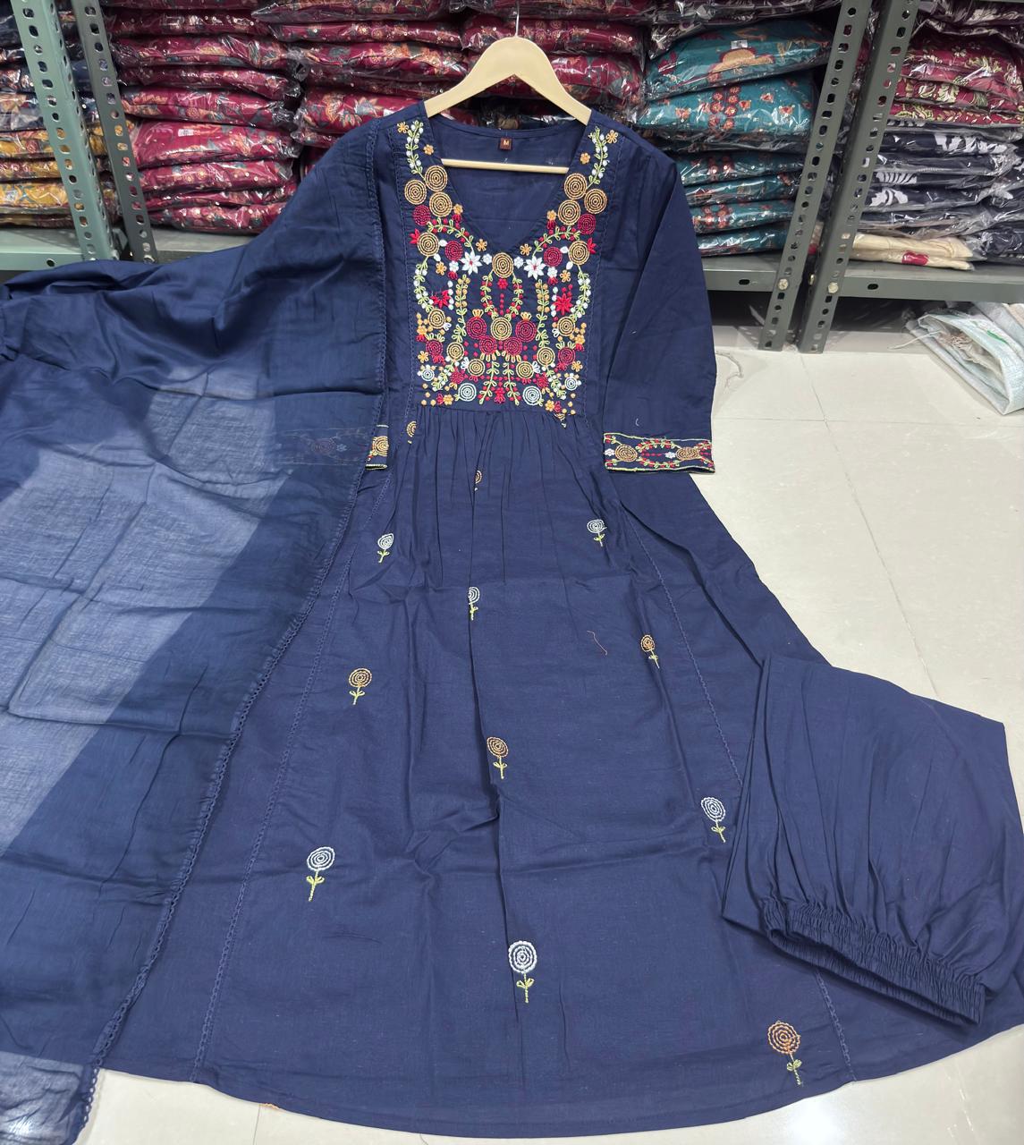 Festive Cotton Women’s Kurta Pant Set with Dupatta mahezon