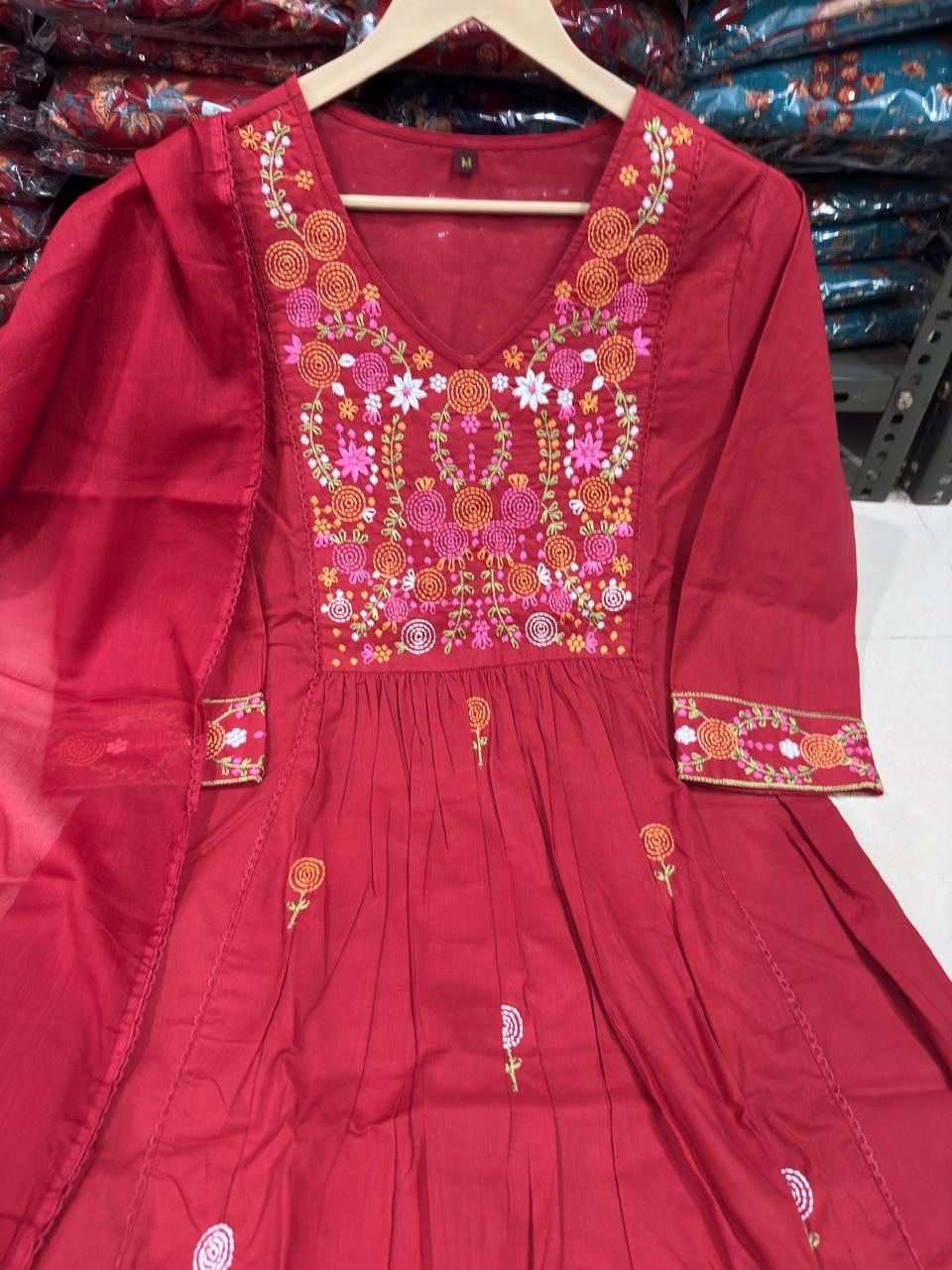 Festive Cotton Women’s Kurta Pant Set with Dupatta mahezon