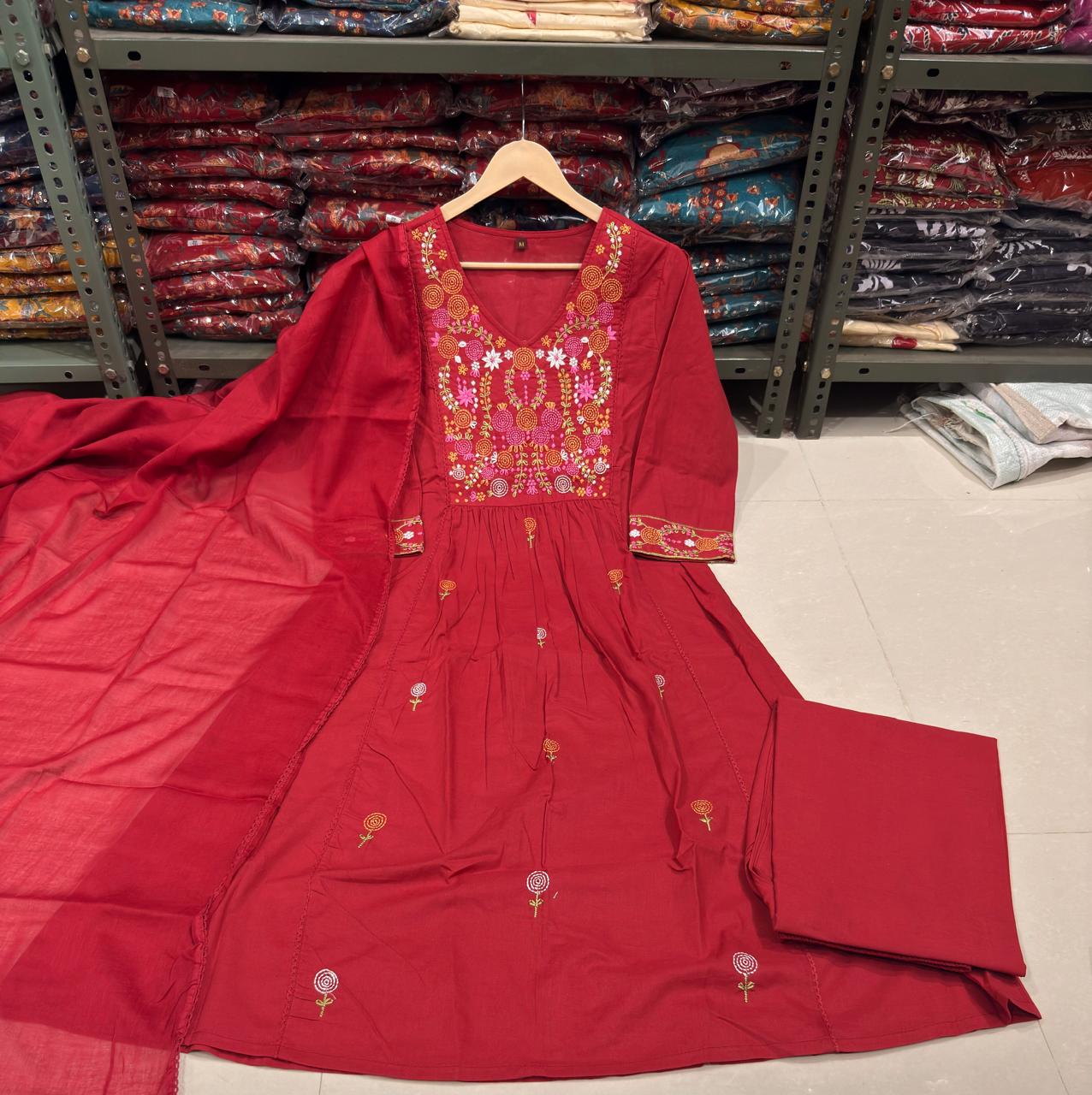 Festive Cotton Women’s Kurta Pant Set with Dupatta mahezon