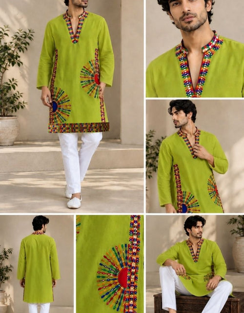 Load image into Gallery viewer, Men's Navratri Special Kurta Pajama with Vibrant Gujarati Mirror Work mahezon

