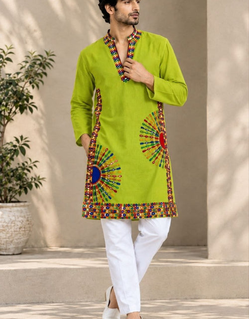 Load image into Gallery viewer, Men's Navratri Special Kurta Pajama with Vibrant Gujarati Mirror Work mahezon
