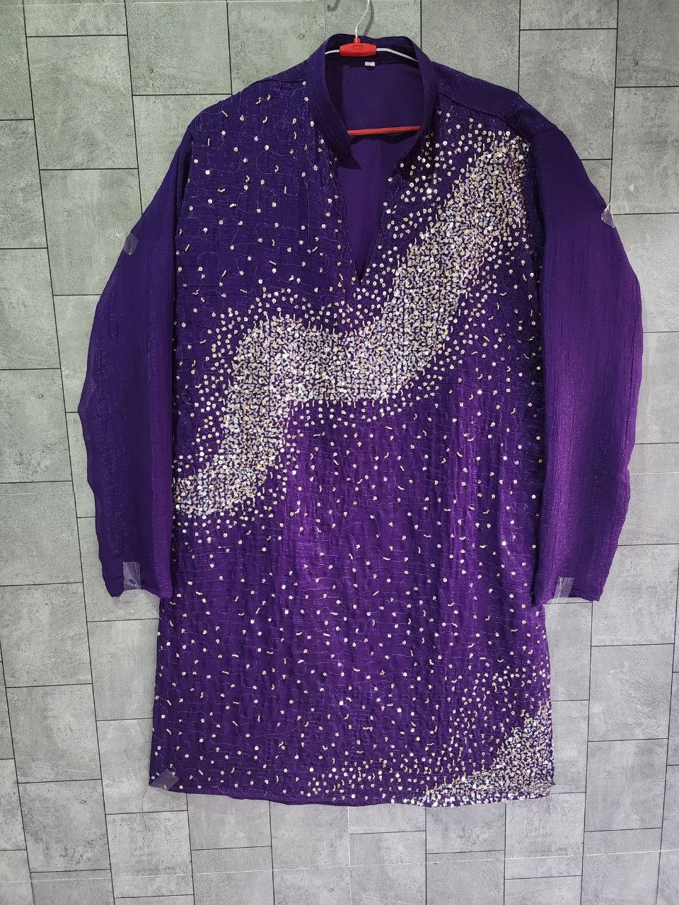 Festive Men’s Royal Purple Premium Embroidered Kurta Pajama Set