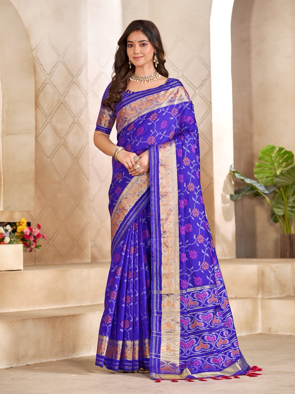 Matching Couple's Festive Silk Set - Purple Saree & Kurta Combo