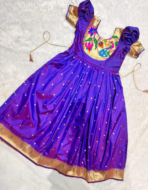 Load image into Gallery viewer, Girls’ Traditional Paithani Gown for Festive Wear
