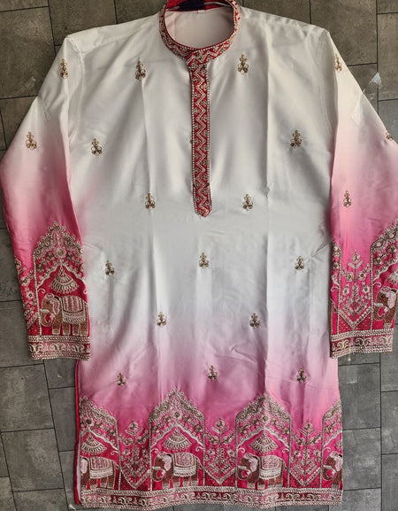 Festive Pink Embroidered Men's Kurta Pajama Set